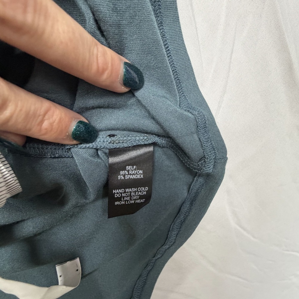 Lulus Slate Blue Green Maxi Wrap Dress Womens Small V-Neck Short Sleeve Party - Picture 4 of 5